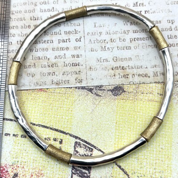 Silpada Jewelry - Rare Silpada Sterling Silver Perfect Mix Brass Stretch Bracelet Signed H…